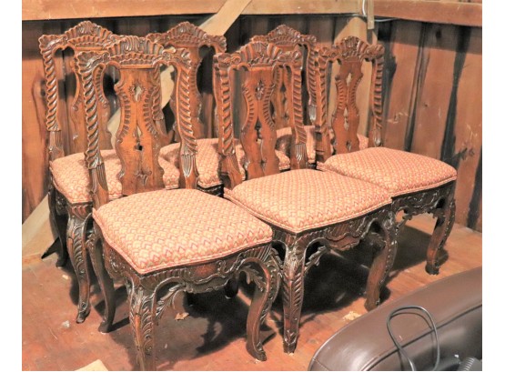 Set Of 6 Highly Carved Antique Chairs With Ornate Detail 1840s In The Family For Generations