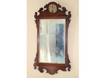 Vintage Colonial Mirror With Painted Eagle Accent On The Top