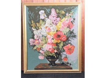 Vintage Needlepoint Floral Art Work