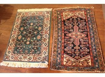 2 Small Vintage Woven Area Rugs With Beautiful Colors & Designs Throughout