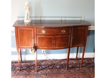 Vintage 50s- 60s Quality Wood Buffet/Server With Gallery Rail Includes A Key