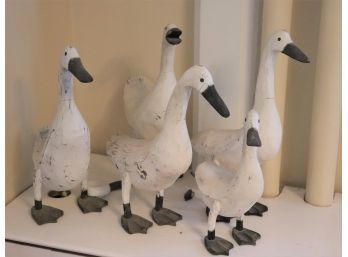 Collection Of Vintage Carved Wooden Water Fowl