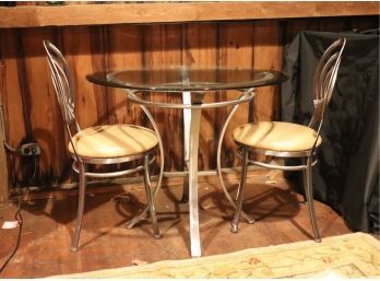 Quality Polished Metal Bistro Style Table With 2 Chairs