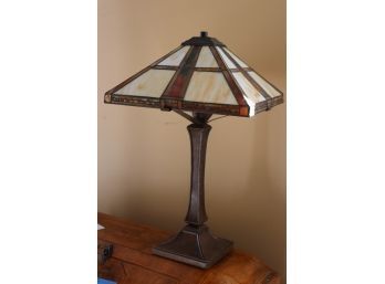 Pretty Slag Glass Table Lamp