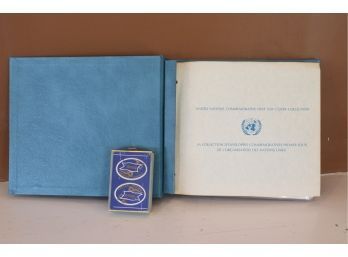 United Nations Commemoratives First Day Cover Collection Album Of Vintage Envelopes & Stamps & Playing  Cards