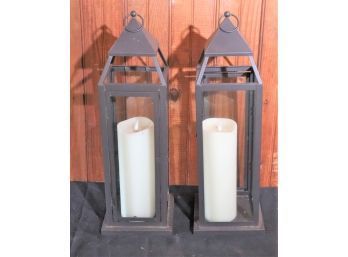 Pair Of Tall Decorative Candle Lanterns