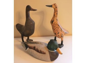 Collection Of Carved Wood Ducks & Composite Duck Randy Tull Westward Creations Drake Mallard