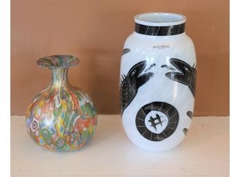 Pretty Kosta Boda Designer Vase & Small Painted Swirl Vase - Pretty Pieces
