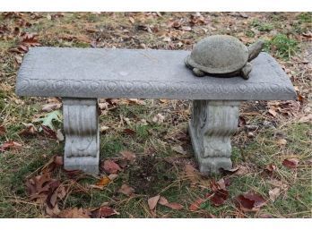 Cement Garden Bench & Turtle