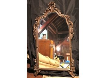 Beautiful Antique Style Highly Carved Wood Wall Mirror With Floret Detailing Appx 29 Inches X 53 Inches