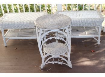 Authentic Wicker Cocktail Tables & Round Side Table