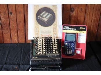 Vintage Burroughs Calculator/Adding Machine & Texas Instruments Ti-83 Calculator