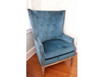 Lillian Oc Chair Quartz Peacock Tufted/Upholstery Curved Back Chair With Nail Head Accent