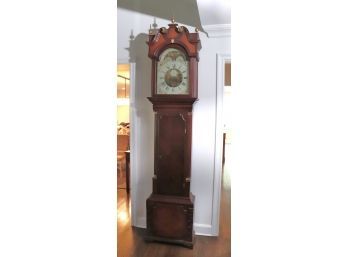 18th Century American Federal Mahogany Long Case Clock Edward Harrison Warrington With Metal Face