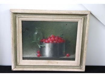 Signed Raspberry Painting By Donald F Allan On Panel