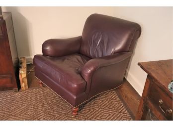 Quality Leather Club Chair From S.S Furniture With Nail Head Accents