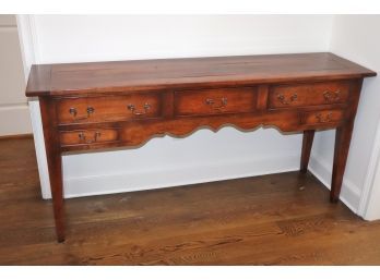 Gorgeous Wood Console With Pegging - Amazing Wood Grain Look With Antique Style Hardware