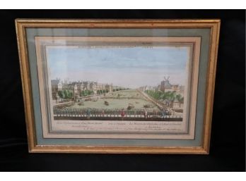 Antique Hand Colored French Engraving In A Matted Frame