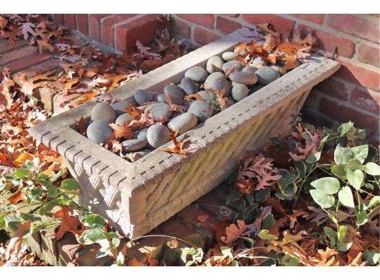 Large Heavy Cement Garden Planter Box With Braided Detai