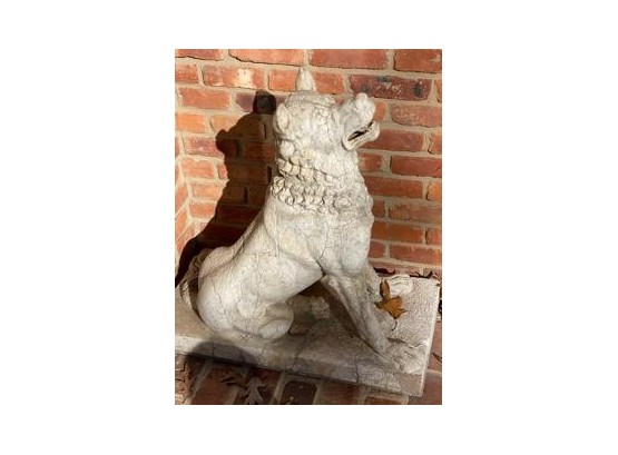Beautiful Antique Marble Guard Dog Statue