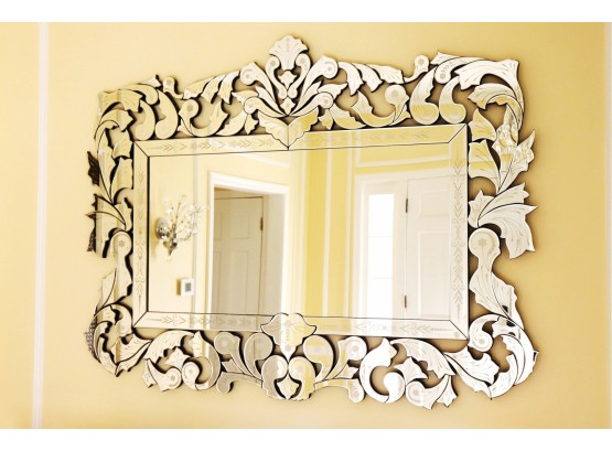 Large Fabulous Ornate Venetian Accent Wall Mirror Approx. 62 Inches X 47 Inches