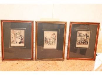 Set Of 3 Antique Framed Prints 8 Inches X 10 Inches