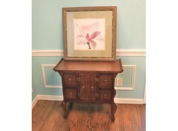 Asian Style Altar Table Cabinet & Magnolia Floral Print