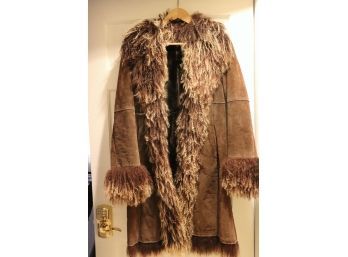 Marvin Richards Size Medium Leather/Shearling Wool Coat, Lambs Hair