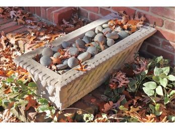 Large Heavy Cement Garden Planter Box With Braided Detai