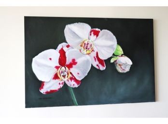 Lisa Leyes Signed Orchid Painting - 36 Inches X 24 Inches
