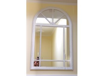 Pretty Window Pane Style Wall Mirror In A White Wash Finish 28 Inches X 45 Inches