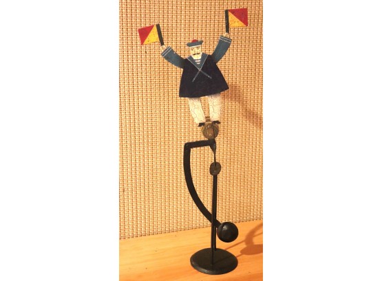 Hand Painted Balancing Metal Figure Of French Sailor