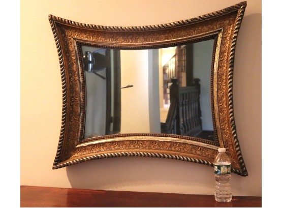 Rare & Unique Swedish Wall Mirror In Gilt Wood & Gesso Frame With Classical Border