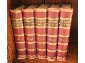 Five Volumes Set Of Leather-bound Antique Books Titled Longmans Magazine, 1885