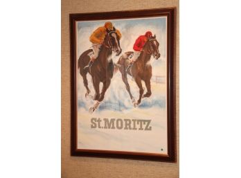 St. Moritz Framed Lithograph Print Of Horse Racers