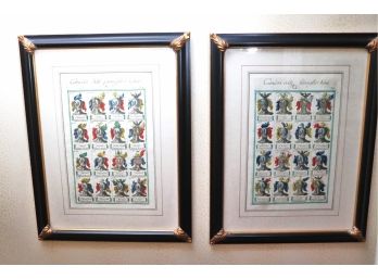 Two Antique Hand Colored Prints Of Knights From Noble Families