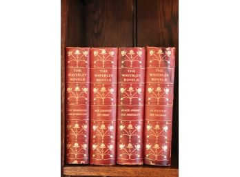 Set Of 4 Leather Bound Books Of Waverly Novels