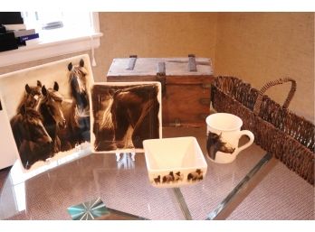 Lot Includes An Equestrian Design Table Setting By Home Branded & Wild Horses Photographed By Tony Stromberg
