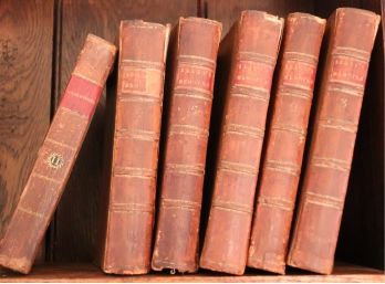 Antique Set Of 5 Leather Books Dated 1757- Sullys Memoirs