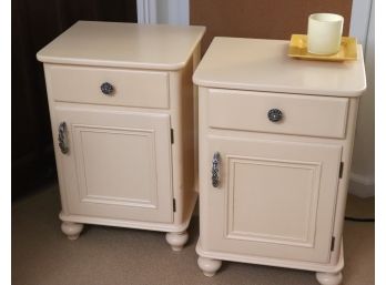 Pair Of Art Deco Style Nightstands With Nice Silver Handles
