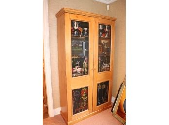 Charming Armoire Cabinet With Hand Painted Doors Of Vintage Stored Items