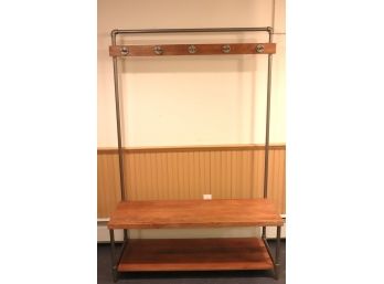 Fun & Functional Industrial Wood & Metal Rod Clothes Rack With Bench