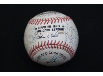Autographed Baseball By Many Players, Including Mel Stottlemyre