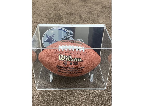 Roger Staubach Autographed Football With Case & COA From The Creative Play