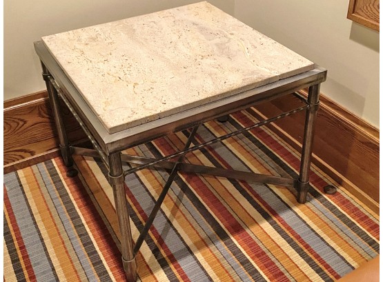 Quality Heavy Natural Limestone & Steel Metal Table