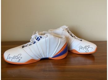 Stephon Marbury Autographed Sneakers NY Knick Shoe Size 11.5 With Glass Display Case