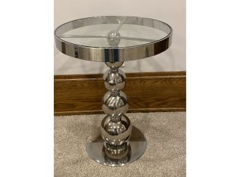 Quality Contemporary Round Glass/Chrome Metal Side Table