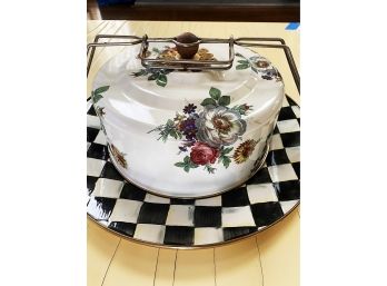 Large Mackenzie Childs Metal Enamel Serving Dish With Cover