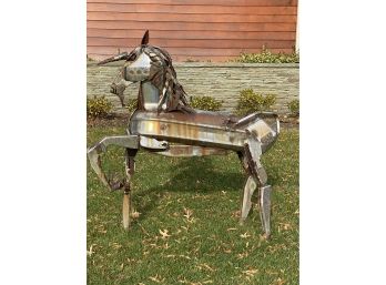 Unique Metal Car Bumper Unicorn Lawn Art Sculpture By Artist Oscar Nice Rustic Look