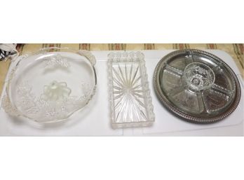Assorted Lot Of Glass Serving  Trays